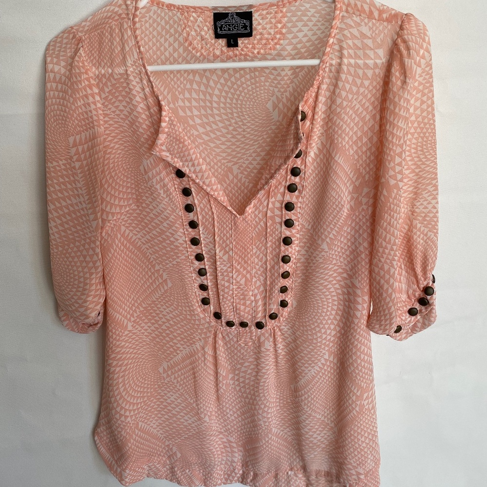 ANGIE brand pink/peach blouse